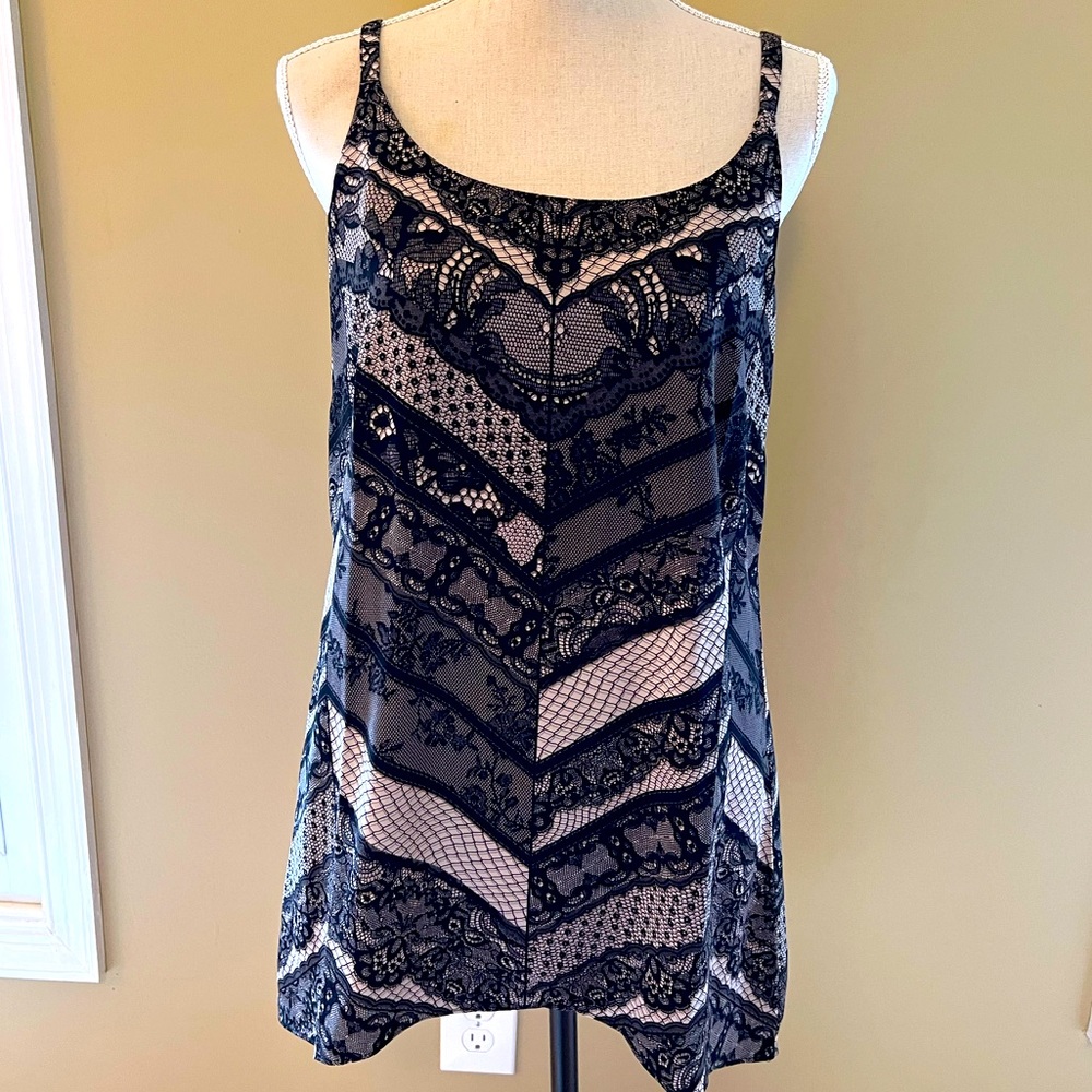 CAbi Monaco Cami— Chevron Lace Print